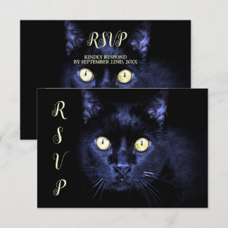 Halloween Feest Griezelijke Zwarte Kat Horror Nach RSVP Kaartje