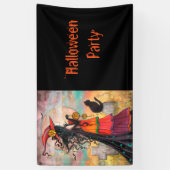 Halloween-feest Heks en Kat Fantasie Kunst Spandoek (Verticaal)