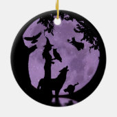 Halloween Feest Heksen Uil en Wolf Keramisch Ornament (Achterkant)