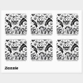 Halloween feest in zwart en wit vierkante sticker (Vel)