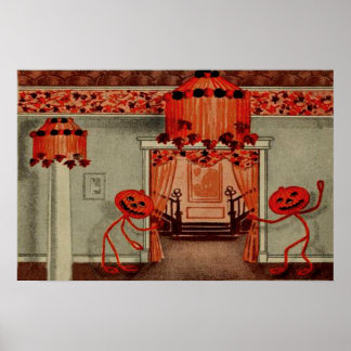 Halloween Feest Jack O Lantern Pompoen Bladeren Poster