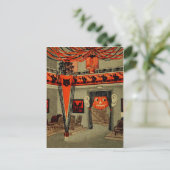 Halloween Feest Jack O Lantern Pompoen Zwarte Kat Briefkaart (Staand voorkant)
