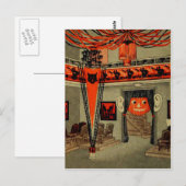 Halloween Feest Jack O Lantern Pompoen Zwarte Kat Briefkaart (Voorkant / Achterkant)