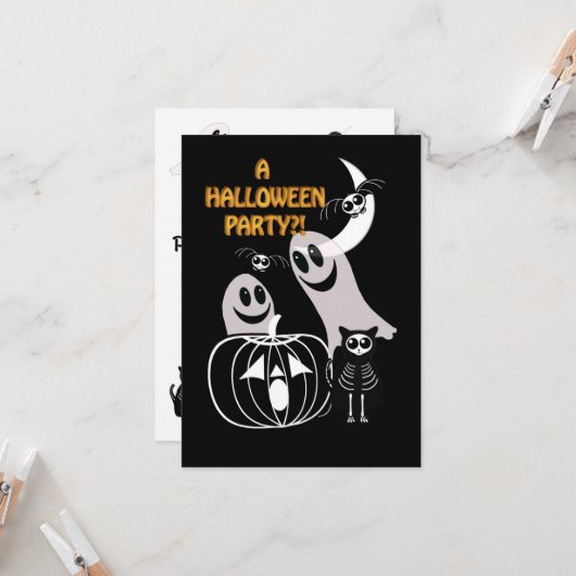 Halloween Feest Kaart (Voorkant / Achterkant in situ)
