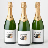 Halloween Feest Kat Moeder Kostuum Lange Mouwen T- Sparkling Wijnetiket (Flessen)