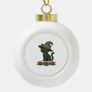 Halloween Feest Kat Vintage Vector Ontwerp_1 Keramische Bal Ornament