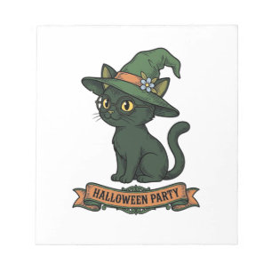 Halloween Feest Kat Vintage Vector Ontwerp_1 Notitieblok