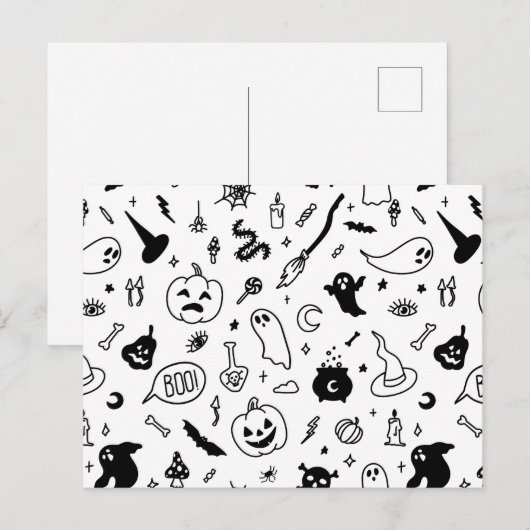 Halloween-feest krabbelpatroon feestdagenkaart (Voorkant / Achterkant)