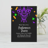 Halloween Feest Kroonluchter Confetti Neon Kaart (Staand voorkant)
