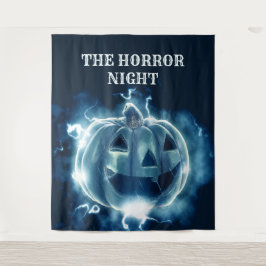 Halloween Feest Kwaadaardige Blauwe Pompoen Horror Wandkleed
