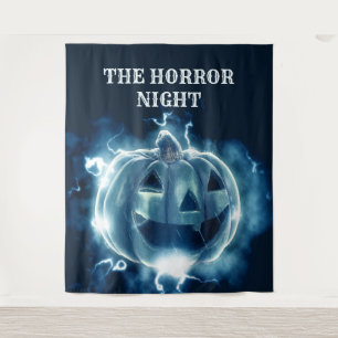 Halloween Feest Kwaadaardige Blauwe Pompoen Horror Wandkleed