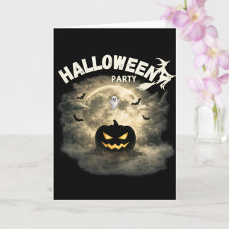 Halloween Feest Maan Pompoen Geest Vintage Hallowe Kaart