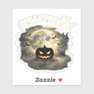Halloween Feest Maan Pompoen Geest Vintage Hallowe Sticker