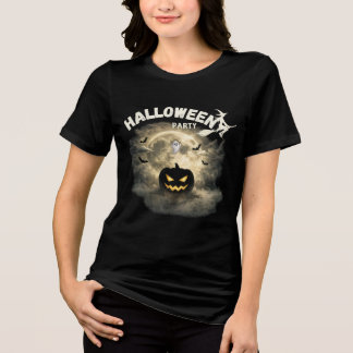 Halloween Feest Maan Pompoen Geest Vintage Hallowe Tri-Blend Shirt