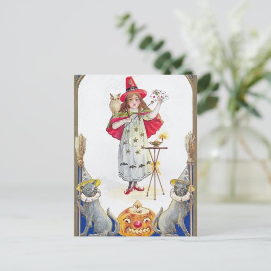  Halloween feest meisje Holiday briefkaart (Staand voorkant)