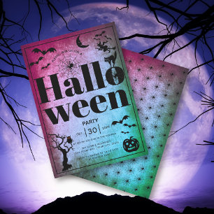 Halloween feest paarse blauwgroen Kaart