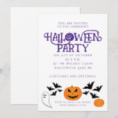 Halloween feest pompoenen vleermuizen paarse tekst kaart (Voorkant / Achterkant)