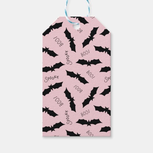 Halloween Feest Roze Vleermuizen Cadeaulabel (Voorkant)