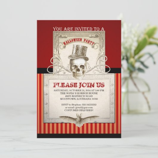 Halloween feest schedel uitnodigingen (Staand voorkant)