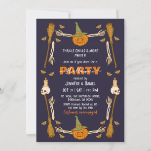 Halloween-feest Skelet Hand Heks Bezem Gotisch  Kaart