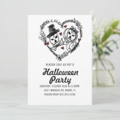 Halloween-feest skelet koppels illustratie kaart (Staand voorkant)