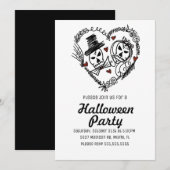 Halloween-feest skelet koppels illustratie kaart (Voorkant / Achterkant)