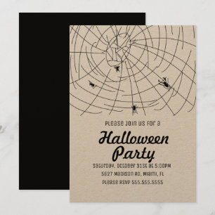 Halloween Feest Spinneweb Wed Doodle Kraft Kaart
