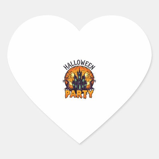 Halloween Feest Spoken Huis Pompoen Vleermuizen_1 Hart Sticker (Voorkant)