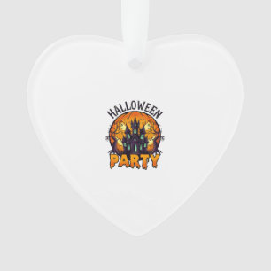 Halloween Feest Spoken Huis Pompoen Vleermuizen_1 Ornament