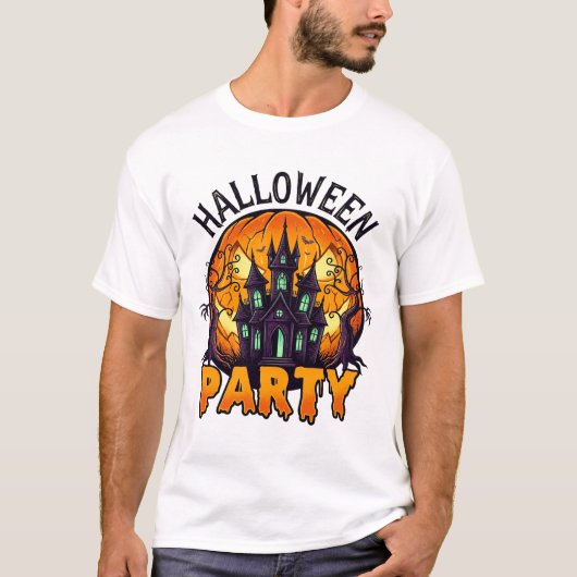 Halloween Feest Spoken Huis Pompoen Vleermuizen_1 T-shirt (Voorkant)