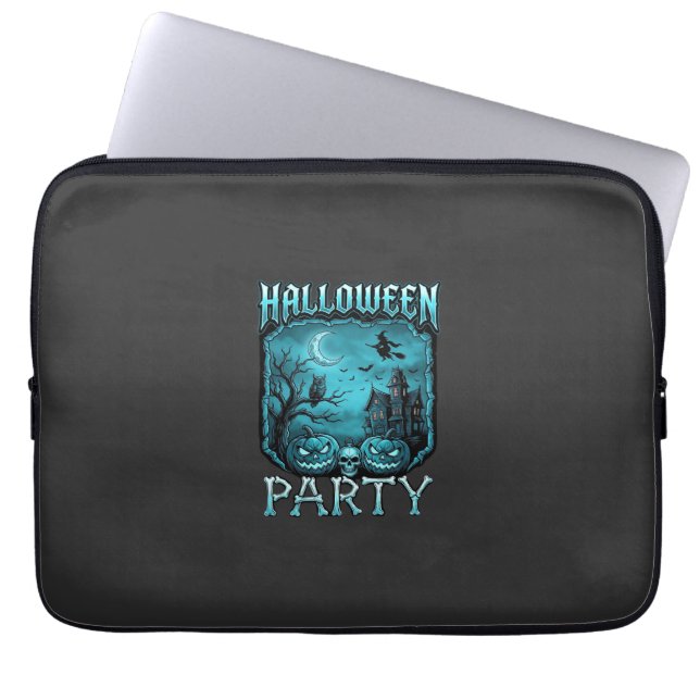 Halloween Feest Spoken Huis Pompoenen Schedel Heks Laptop Sleeve (Voorkant)