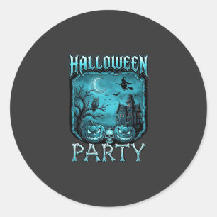 Halloween Feest Spoken Huis Pompoenen Schedel Heks Ronde Sticker