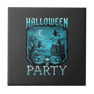 Halloween Feest Spoken Huis Pompoenen Schedel Heks Tegeltje