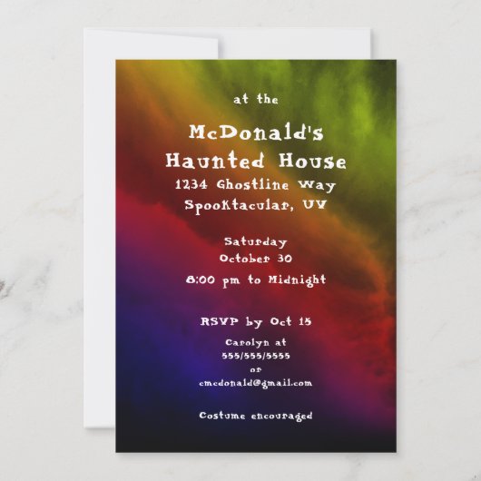 Halloween feest spookhuis uitnodiging (Achterkant)