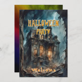 Halloween feest spookhuis uitnodiging (Voorkant / Achterkant)