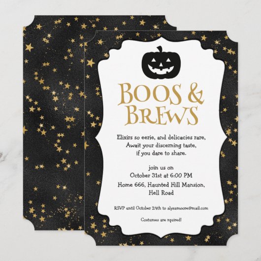 Halloween Feest Sterren Patroon Kaart (Voorkant / Achterkant)