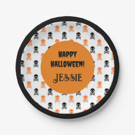 Halloween Feest Tekst Naam Kinderen Cake Papieren Bordje