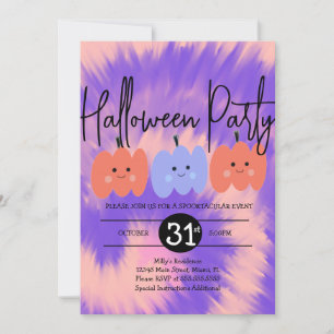 Halloween Feest Tie Dye Pompoen Hand Getekend   Kaart
