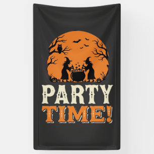 Halloween Feest Tijd Heks Ketel Design_1 Spandoek
