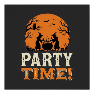 Halloween Feest Tijd Heks Ketel Ontwerp_1 Perfect Poster