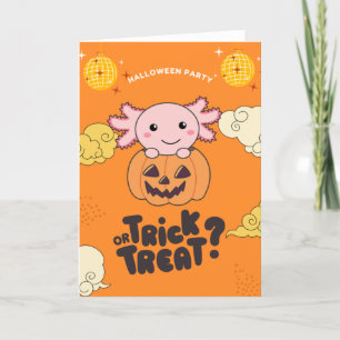 Halloween Feest Trick Or Treat Axolotl Pompoen Hol Feestdagen Kaart