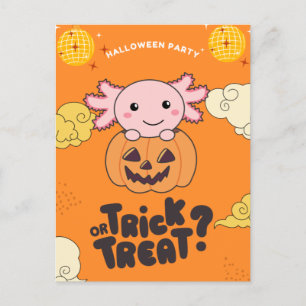 Halloween Feest Trick Or Treat Axolotl Pompoen Hol Feestdagenkaart
