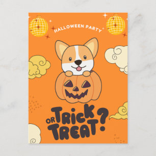 Halloween Feest Trick Or Treat Corgi Pompoen Vakan Feestdagenkaart
