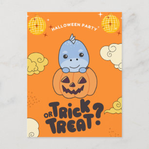 Halloween-feest Trick Or Treat Dino Pompoen Vakant Feestdagenkaart