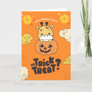 Halloween Feest Trick Or Treat Giraffe Pompoen Hol Feestdagen Kaart
