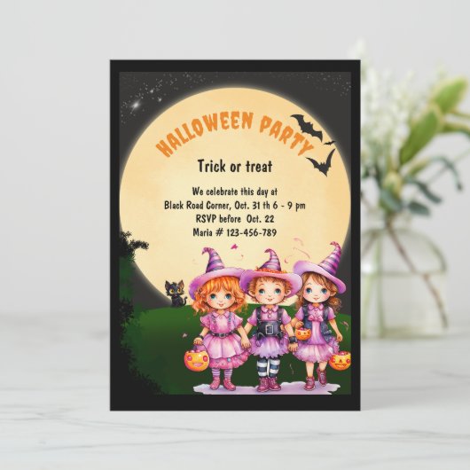 Halloween feest Trick or treat Kaart (Staand voorkant)