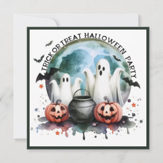 HALLOWEEN Feest Trick Or Treat Twee Geesten Pompoe Kaart