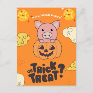 Halloween Feest Trick Or Treat Varken Pompoen Vaka Feestdagenkaart