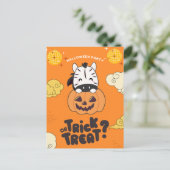 Halloween Feest Trick Or Treat Zebra Pompoen Feest Feestdagenkaart (Staand voorkant)