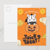 Halloween Feest Trick Or Treat Zebra Pompoen Feest Feestdagenkaart (Voorkant / Achterkant)